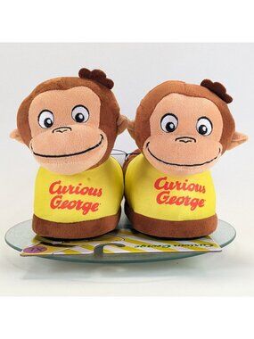 Curious George Plush Slippers With Non-Slip Soles Ladies Size XL